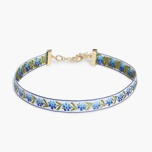 Hill House Ribbon Choker Necklace Blue Multi Floral NWT
